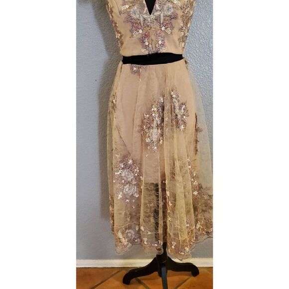 Dress the Population Juliana Floral Embroidered 2-Piece Set‎ Top & Skirt - Picture 5 of 16